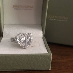 Judith Ripka sterling elegance crystal quartz heart ring NWT